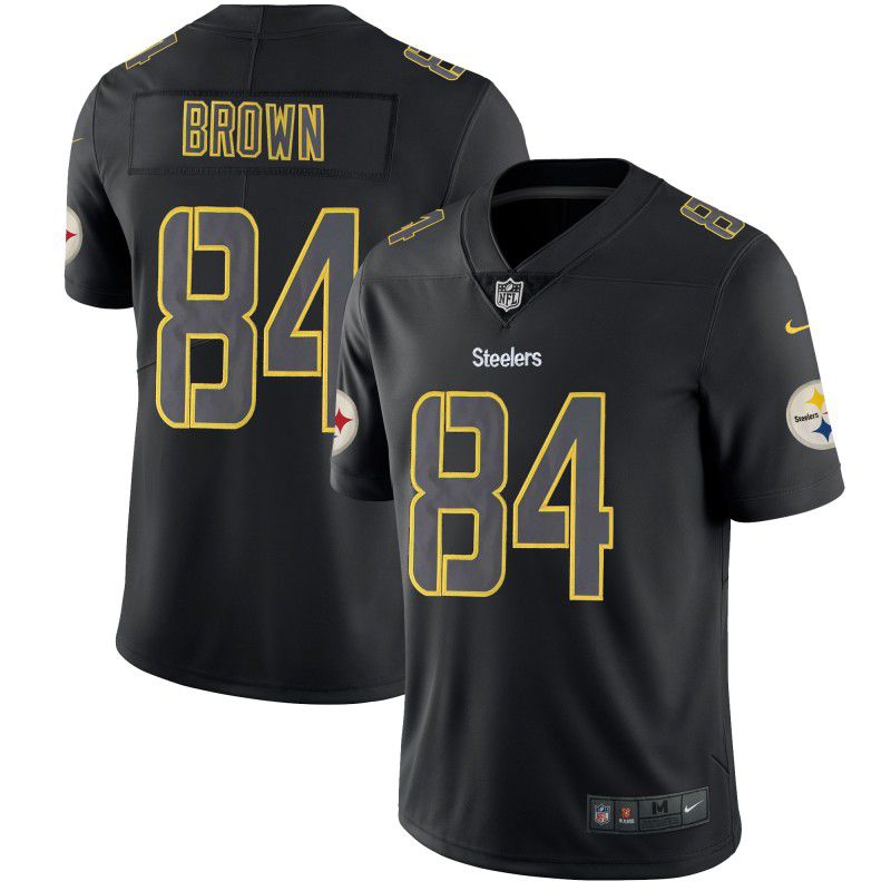 Men Pittsburgh Steelers 84 Brown Nike Fashion Impact Black Color Rush Limited NFL Jerseys